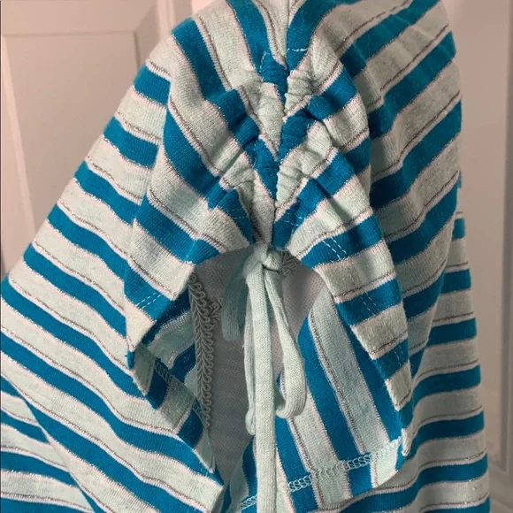 Talbots Striped Blue Women's Top Medium Top Sleeve Tie - Picture 5 of 8